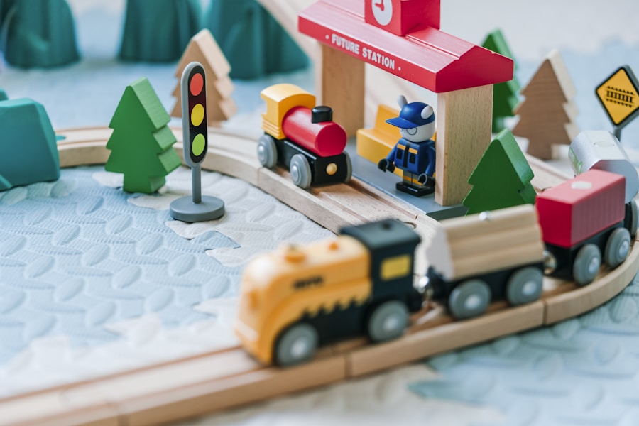 Wooden toy train and learning materials